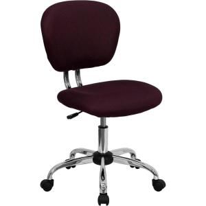 Flash Furniture Beverly Mid-Back White Mesh Padded Swivel Task Office Chair with Chrome Base(Burgundy)