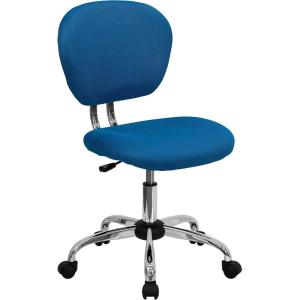 Flash Furniture Beverly Mid-Back White Mesh Padded Swivel Task Office Chair with Chrome Base(Turquoise)