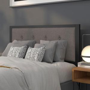 Flash Furniture Bristol Metal Tufted Upholstered Full Size Headboard in Dark Gray Fabric
