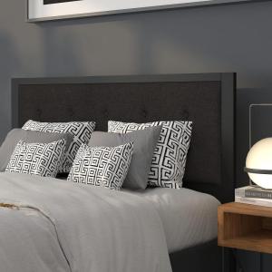 Flash Furniture Bristol Metal Tufted Upholstered Queen Size Headboard in Black Fabric