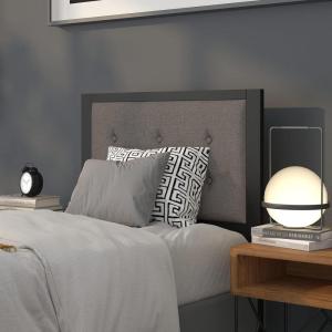 Flash Furniture Bristol Metal Tufted Upholstered Twin Size Headboard in Black Fabric(Dark Gray)