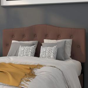 Flash Furniture Cambridge Tufted Upholstered Full Size Headboard in Dark Gray Fabric(Camel)