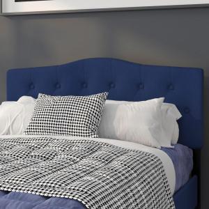 Flash Furniture Cambridge Tufted Upholstered Full Size Headboard in Dark Gray Fabric(Navy)