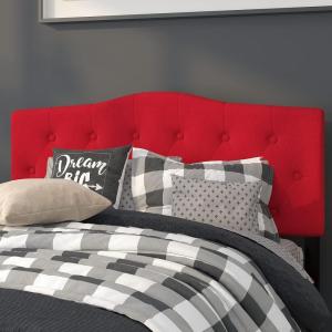 Flash Furniture Cambridge Tufted Upholstered Full Size Headboard in Dark Gray Fabric(Red)
