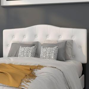 Flash Furniture Cambridge Tufted Upholstered Headboard for Full Size Bed, Contemporary Fabric Tufted Headboard with Adjustable Height, White