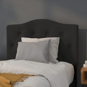 Flash Furniture Cambridge Tufted Upholstered Twin Size Headboard in White Fabric(Black)