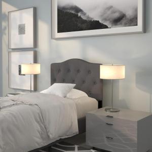 Flash Furniture Cambridge Tufted Upholstered Twin Size Headboard in White Fabric(Dark Gray)