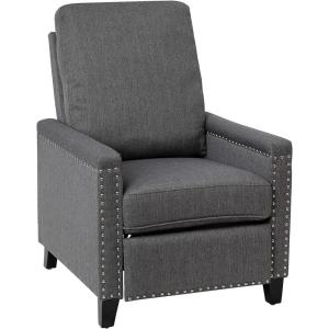 Flash Furniture Carson Transitional Style Push Back Recliner Chair – Gray Fabric Upholstery – Accent Nail Trim – Pillow Back Recliner(Grey)
