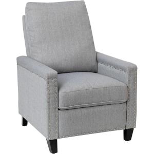 Flash Furniture Carson Transitional Style Push Back Recliner Chair – Gray Fabric Upholstery – Accent Nail Trim – Pillow Back Recliner(Light Gray)