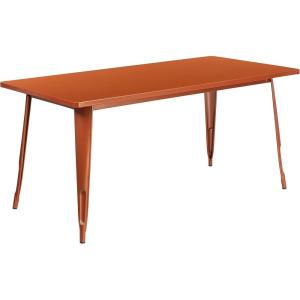 Flash Furniture Charis Commercial Grade 31.5″ x 63″ Rectangular Silver Metal Indoor-Outdoor Table(Copper)