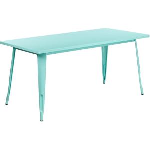 Flash Furniture Charis Commercial Grade 31.5″ x 63″ Rectangular Silver Metal Indoor-Outdoor Table(Mint Green)