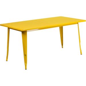 Flash Furniture Charis Commercial Grade 31.5″ x 63″ Rectangular Silver Metal Indoor-Outdoor Table(Yellow)
