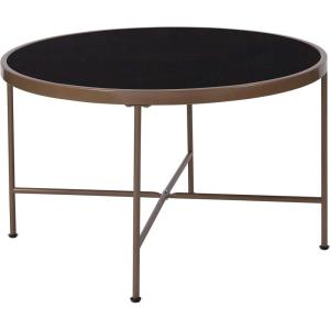 Flash Furniture Chelsea Collection Black Glass Coffee Table with Matte Gold Frame