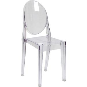 Flash Furniture Cheryl Indoor/Outdoor Ghost Accent and Dining Chair with Contoured Seat, Stackable Transparent Restaurant Chair, Transparent Crystal(4)