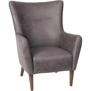Flash Furniture Connor Traditional Wingback Accent Chair, Commercial Grade Faux Leather Upholstery and Wooden Frame and Legs, Dark Brown(Dark Gray)