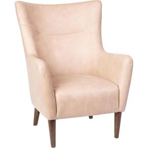 Flash Furniture Connor Traditional Wingback Accent Chair, Commercial Grade Faux Leather Upholstery and Wooden Frame and Legs, Dark Brown(Light Brown)