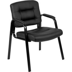 Flash Furniture Darwin Flash Fundamentals LeatherSoft Executive Reception Chair, Modern Tufted Lounge Chair for Living Room or Office, Black