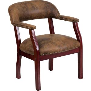 Flash Furniture Diamond Black LeatherSoft Conference Chair with Accent Nail Trim(Bomber Jacket Brown Microfiber)