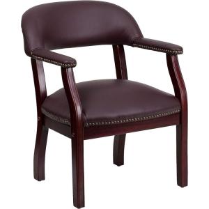 Flash Furniture Diamond Black LeatherSoft Conference Chair with Accent Nail Trim(Burgundy Leathersoft)