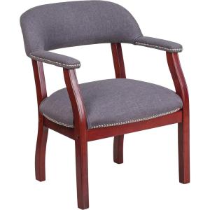 Flash Furniture Diamond Black LeatherSoft Conference Chair with Accent Nail Trim(Gray Fabric)