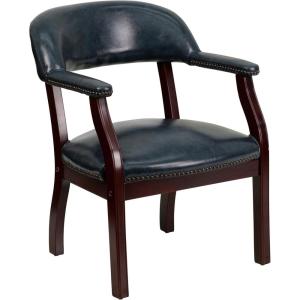 Flash Furniture Diamond Black LeatherSoft Conference Chair with Accent Nail Trim(Navy Vinyl)