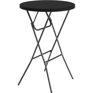 Flash Furniture Elon 32′ Round Folding Bar Height Table for Parties and Commercial Events, Indoor/Outdoor Plastic Tall Round Table, White(Black)