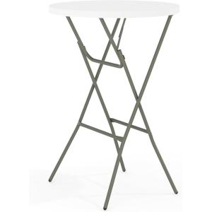 Flash Furniture Elon 32′ Round Folding Bar Height Table for Parties and Commercial Events, Indoor/Outdoor Plastic Tall Round Table, White(White)