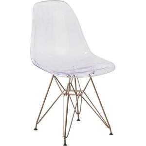 Flash Furniture Elon Series Ghost Chair with Gold Metal Base(Set of 1)