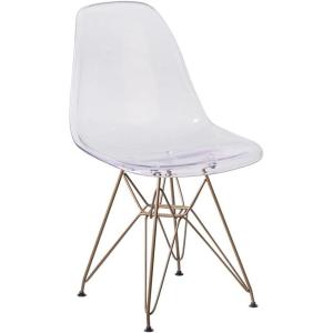 Flash Furniture Elon Series Ghost Chair with Gold Metal Base(Set of 2)