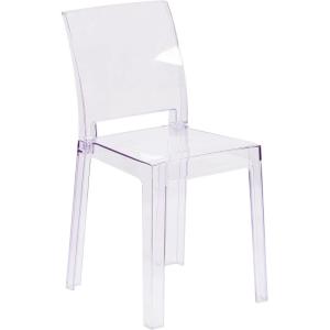 Flash Furniture Emilie Ghost Chair with Square Back in Transparent Crystal(Set of 1)