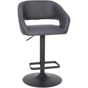 Flash Furniture Erik Contemporary Adjustable Height Barstool with Footrest and Rounded Mid-Back, Upholstered Bar or Counter Height Stool, Gray/Chrome(Gray Vinyl/Black Frame)