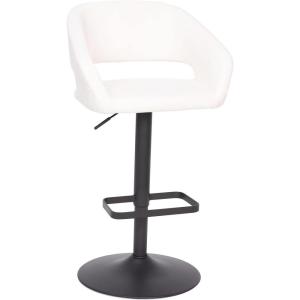 Flash Furniture Erik Contemporary Adjustable Height Barstool with Footrest and Rounded Mid-Back, Upholstered Bar or Counter Height Stool, Gray/Chrome(White Vinyl/Black Frame)