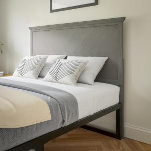 Flash Furniture Fiona King Size Wooden Headboard Only, Herringbone Patterned Adjustable Headboard in Light Brown(Gray Wash)
