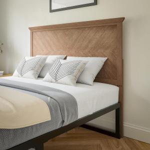 Flash Furniture Fiona King Size Wooden Headboard Only, Herringbone Patterned Adjustable Headboard in Light Brown(Light Brown)