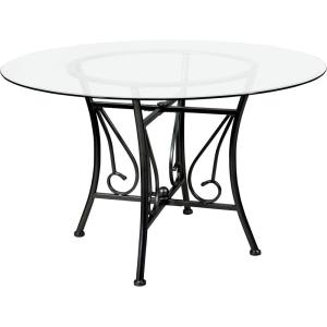 Flash Furniture Glass Dining Table, 48 in, Clear/Black(Black)