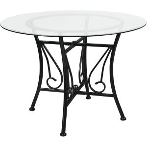 Flash Furniture Glass Dining Table, 48 in, Clear/Black(Clear Top/Black Frame)