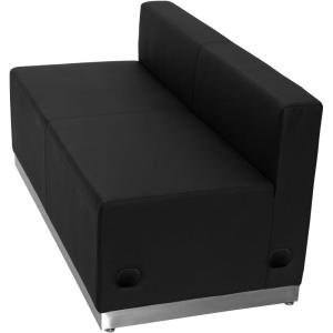 Flash Furniture HERCULES Alon Series Black LeatherSoft Chair with Brushed Stainless Steel Base(Black)