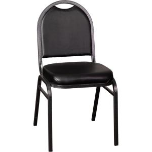 Flash Furniture HERCULES Commercial Grade 500 LB. Capacity Dome Back Stack Chair – Black Vinyl Upholstery – Black Metal Frame – Built-In Handle(Black Vinyl/Silver Vein Frame)