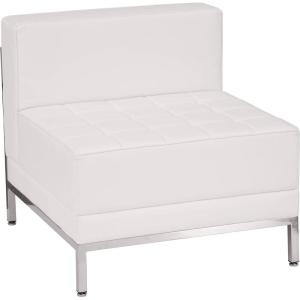 Flash Furniture HERCULES Imagination Series Contemporary Black LeatherSoft Middle Chair(Melrose White)