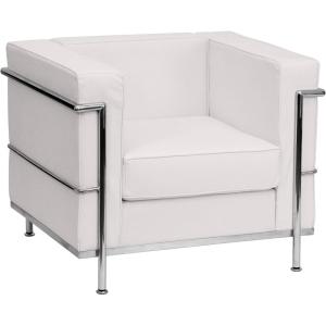 Flash Furniture HERCULES Regal Series Contemporary White LeatherSoft Chair with Encasing Frame