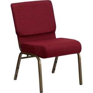 Flash Furniture HERCULES Series 21”W Stacking Church Chair in Black Dot Patterned Fabric – Gold Vein Frame(Burgundy Fabric/Gold Vein Frame)