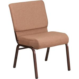 Flash Furniture HERCULES Series 21”W Stacking Church Chair in Black Dot Patterned Fabric – Gold Vein Frame(Caramel Fabric/Copper Vein Frame)