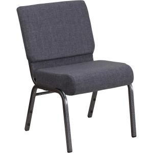 Flash Furniture HERCULES Series 21”W Stacking Church Chair in Black Dot Patterned Fabric – Gold Vein Frame(Dark Gray Fabric/Silver Vein Frame)