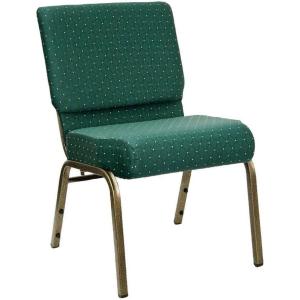 Flash Furniture HERCULES Series 21”W Stacking Church Chair in Black Dot Patterned Fabric – Gold Vein Frame(Hunter Green Dot Patterned Fabric/Gold Vein Frame)