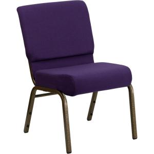 Flash Furniture HERCULES Series 21”W Stacking Church Chair in Black Dot Patterned Fabric – Gold Vein Frame(Royal Purple Fabric/Gold Vein Frame)