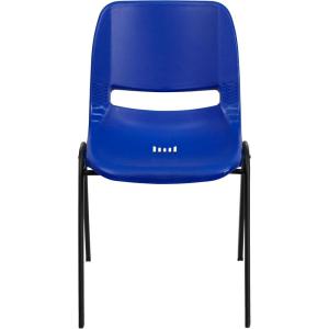 Flash Furniture HERCULES Series 440 lb. Capacity Kid’s Black Ergonomic Shell Stack Chair with Black Frame and 14″ Seat Height(Navy Plastic/Black Frame)