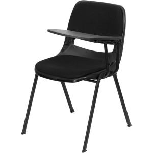 Flash Furniture HERCULES Series 661 lb. Capacity Black Ergonomic Shell Stack Chair with Black Frame and 16” Seat Height(Black Padded)