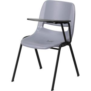 Flash Furniture HERCULES Series 661 lb. Capacity Black Ergonomic Shell Stack Chair with Black Frame and 16” Seat Height(Grey)