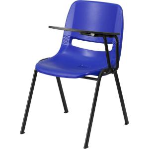 Flash Furniture HERCULES Series 661 lb. Capacity Black Ergonomic Shell Stack Chair with Black Frame and 16” Seat Height(Navy Plastic/Black Frame)