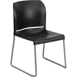 Flash Furniture HERCULES Series 880 lb. Capacity Yellow Full Back Contoured Stack Chair with Gray Powder Coated Sled Base(Black)